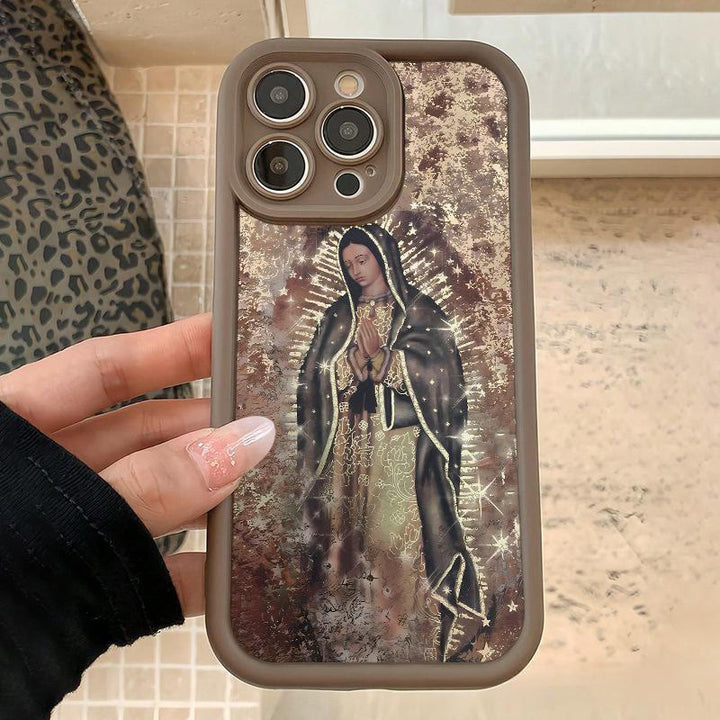 Christianartworkshop Colored Style Our Lady of Guadalupe Faithful Phone Case - Brown (Brown Frame) - iPhone 16Pro Max - image 6