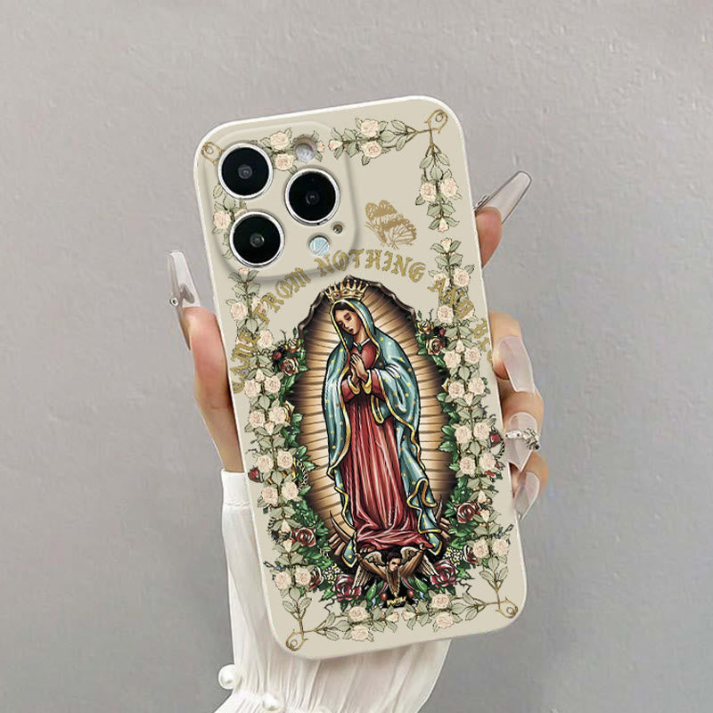 Christianartworkshop Virgin Mary Surrounded by White Roses Spiritual Phone Case - White (One-Piece Style) - iPhone 16Pro Max - image 2