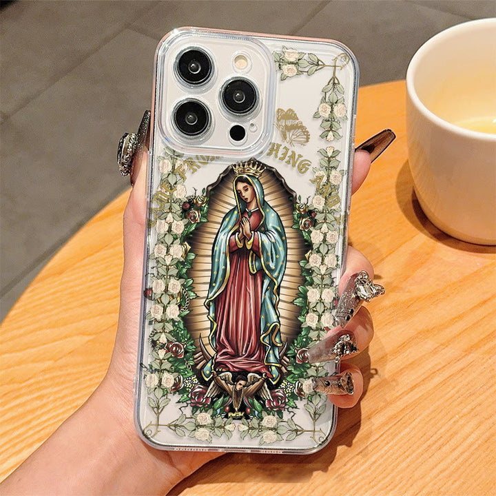 Christianartworkshop Virgin Mary Surrounded by White Roses Spiritual Phone Case - Transparent - iPhone 16Pro Max - image 3