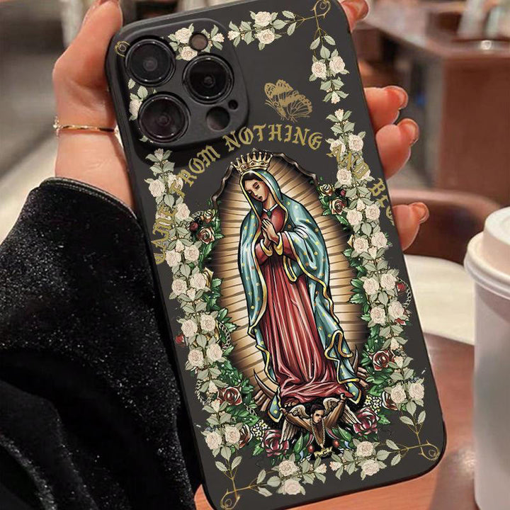 Christianartworkshop Virgin Mary Surrounded by White Roses Spiritual Phone Case - Black (One-Piece Style) - iPhone 16Pro Max - image 6