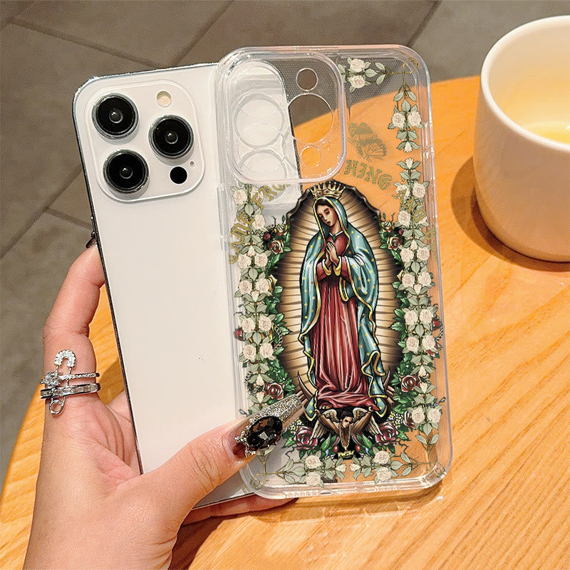 Christianartworkshop Virgin Mary Surrounded by White Roses Spiritual Phone Case - image 4