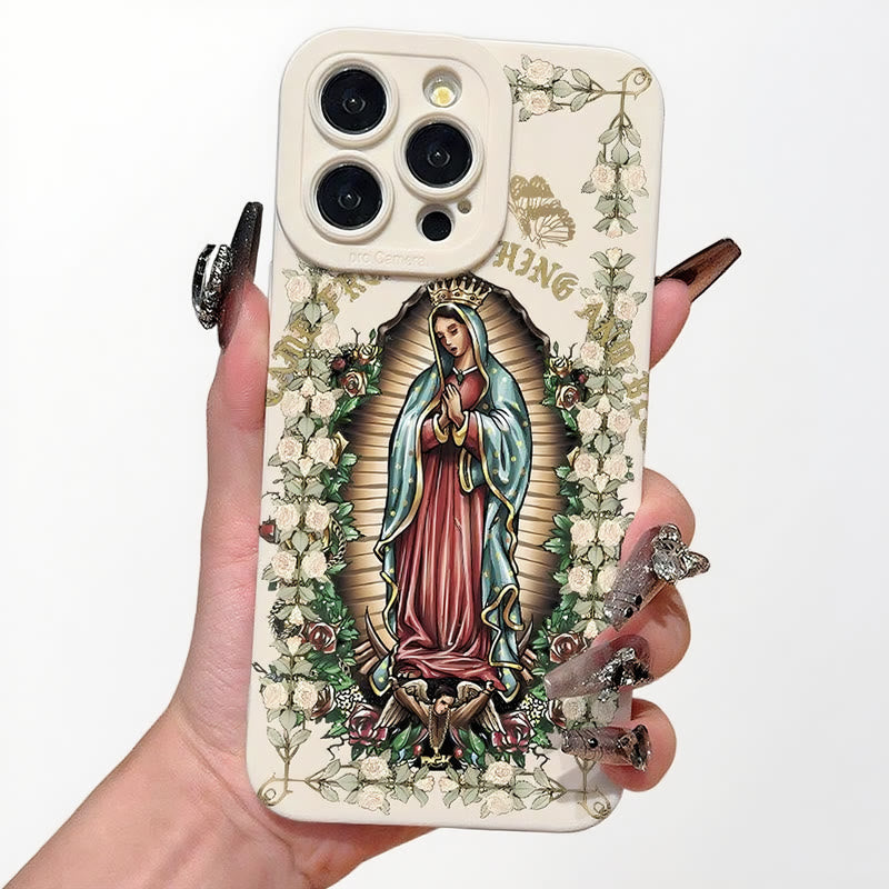 Christianartworkshop Virgin Mary Surrounded by White Roses Spiritual Phone Case - White (Frame-Ring Style) - iPhone 16Pro Max - image 0