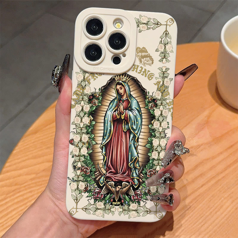 Christianartworkshop Virgin Mary Surrounded by White Roses Spiritual Phone Case - image 1