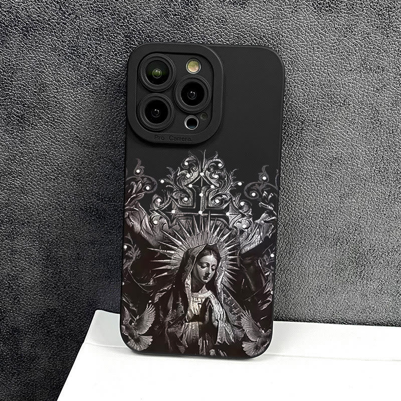 Christianartworkshop Sacred Virgin Mary Cross Gothic Style Protective Phone Case - image 3