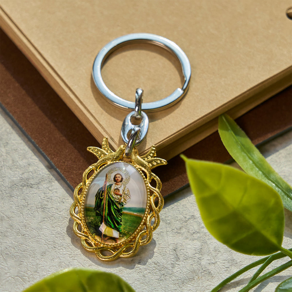 Christianartworkshop Religious St. Jude with Holy Dove Keychain: Faithful Companion in Prayer - image 1