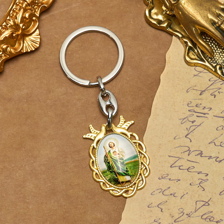 Christianartworkshop Religious St. Jude with Holy Dove Keychain: Faithful Companion in Prayer - image 2