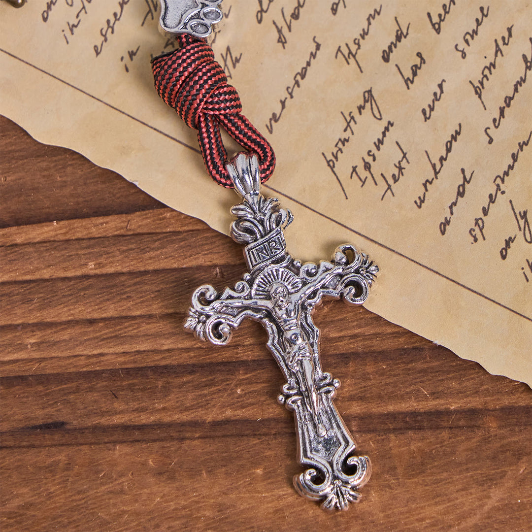 Christianartworkshop Rugged Metallic Beads Paracord Rosary with Paw Charms & St. Michael - image 8
