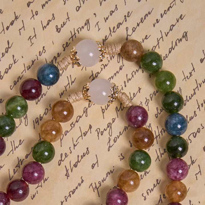 Christianartworkshop Colorful Tourmaline Beads Rosary with Square Divine Mercy and Golden Crucifix - image 11