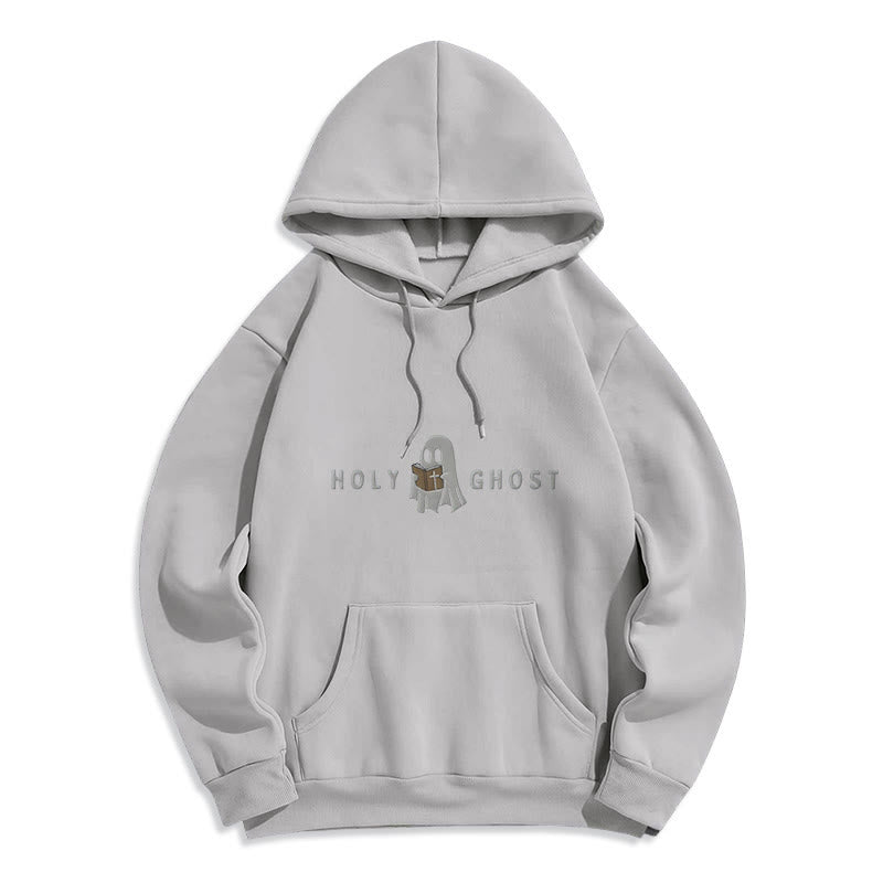 Christianartworkshop Holy Ghost Whimsical Ghost Art Fleece Lined Polyester Hoodie - Grey - 2XL - image 3