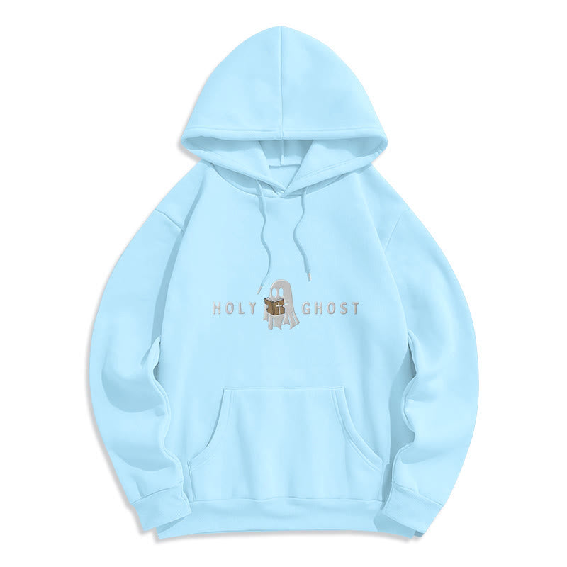 Christianartworkshop Holy Ghost Whimsical Ghost Art Fleece Lined Polyester Hoodie - Blue - 2XL - image 5