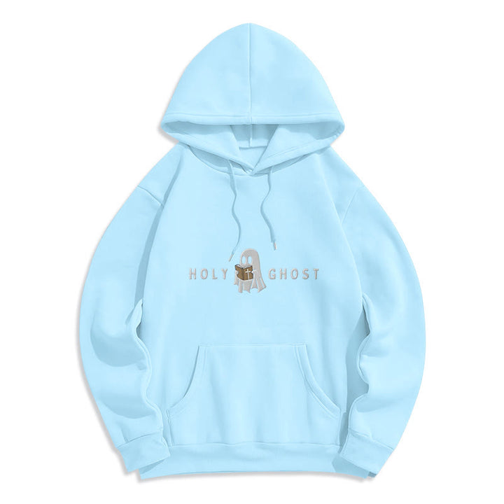 Christianartworkshop Holy Ghost Whimsical Ghost Art Fleece Lined Polyester Hoodie - Blue - 2XL - image 5