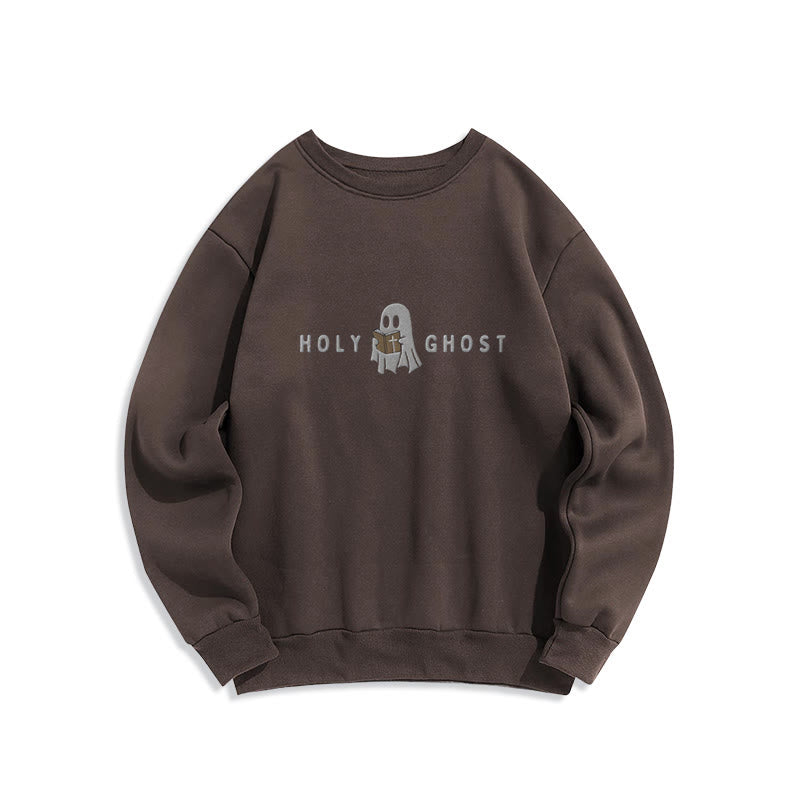 Christianartworkshop Holy Ghost Whimsical Ghost Art Fleece Lined Polyester Sweatshirt - Brown - 2XL - image 5