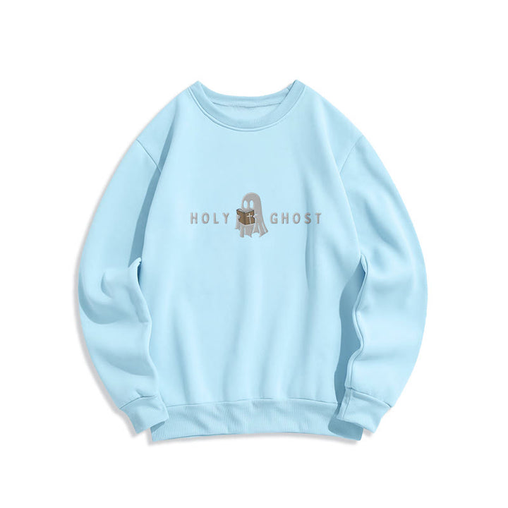 Christianartworkshop Holy Ghost Whimsical Ghost Art Fleece Lined Polyester Sweatshirt - Blue - 2XL - image 3