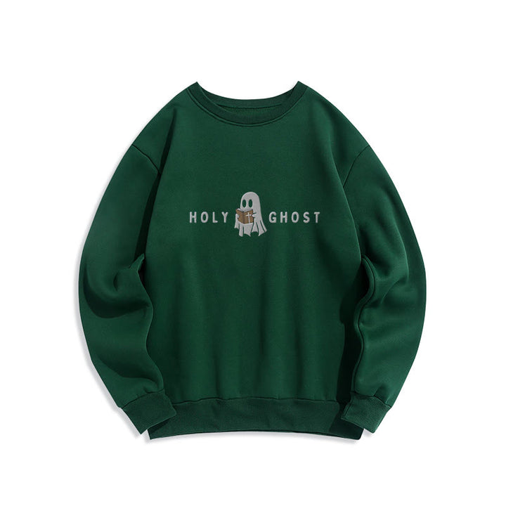 Christianartworkshop Holy Ghost Whimsical Ghost Art Fleece Lined Polyester Sweatshirt - Green - 2XL - image 5