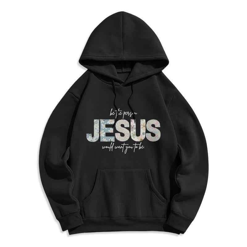 Christianartworkshop Floral Faith Jesus-Centered Fleece Lined Polyester Hoodie - Black - 2XL - image 2