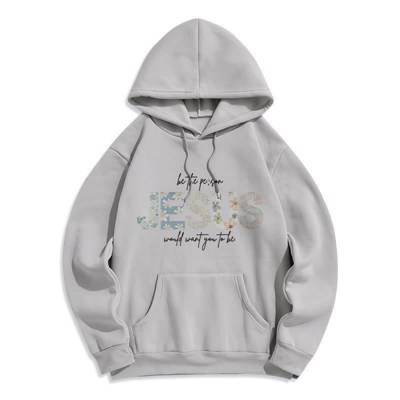 Christianartworkshop Floral Faith Jesus-Centered Fleece Lined Polyester Hoodie - Grey - 2XL - image 6