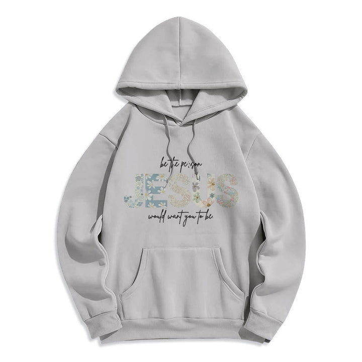 Christianartworkshop Floral Faith Jesus-Centered Fleece Lined Polyester Hoodie - Grey - 2XL - image 6