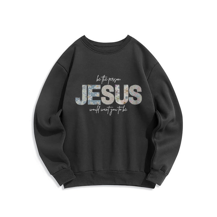 Christianartworkshop Floral Faith Jesus-Centered Fleece Lined Polyester Sweatshirt - Black - 2XL - image 4