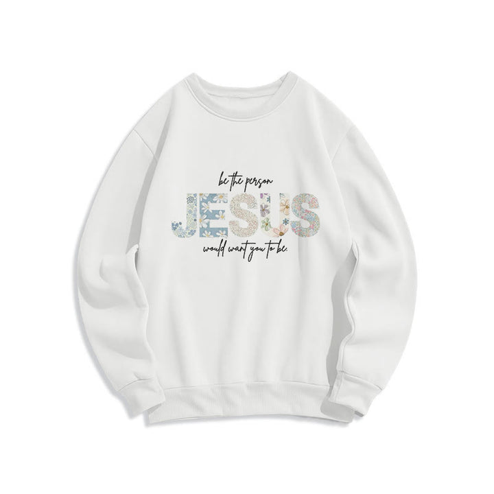 Christianartworkshop Floral Faith Jesus-Centered Fleece Lined Polyester Sweatshirt - White - 2XL - image 0