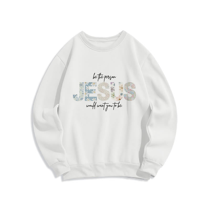 Christianartworkshop Floral Faith Jesus-Centered Fleece Lined Polyester Sweatshirt - White - 2XL - image 0
