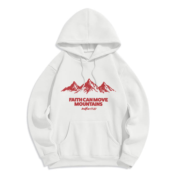 Christianartworkshop Faith Can Move Mountains Biblical Inspirational Fleece Lined Polyester Hoodie - White - 2XL - image 1