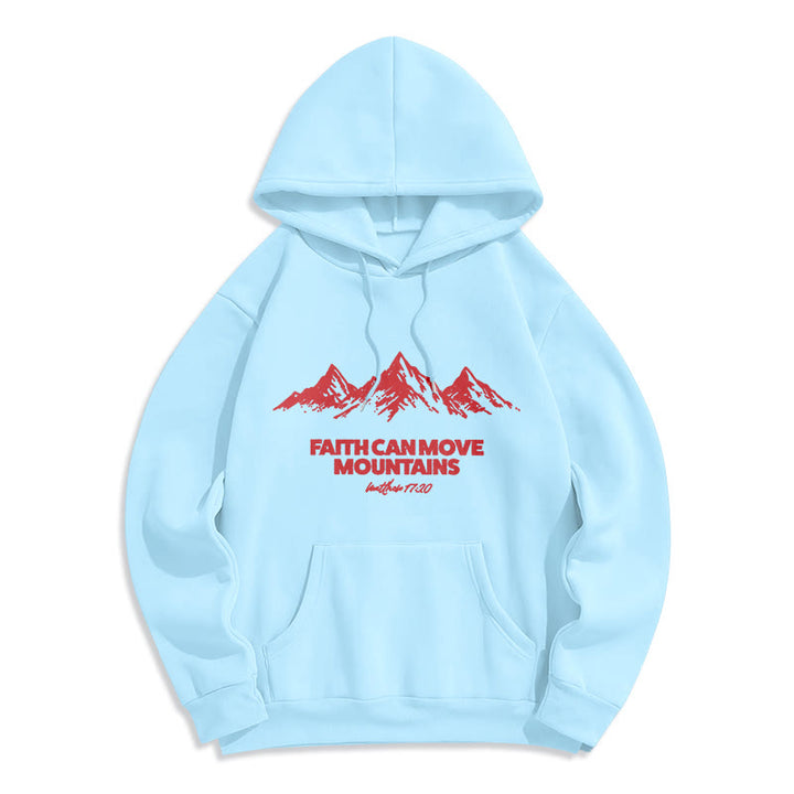 Christianartworkshop Faith Can Move Mountains Biblical Inspirational Fleece Lined Polyester Hoodie - Blue - 2XL - image 4
