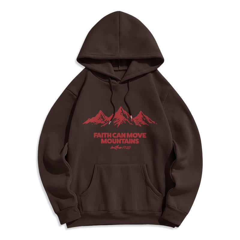 Christianartworkshop Faith Can Move Mountains Biblical Inspirational Fleece Lined Polyester Hoodie - Brown - 2XL - image 6