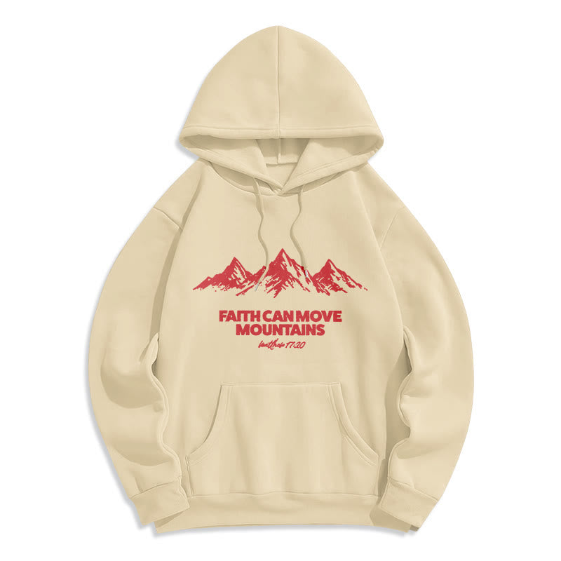 Christianartworkshop Faith Can Move Mountains Biblical Inspirational Fleece Lined Polyester Hoodie - Beige - 2XL - image 4