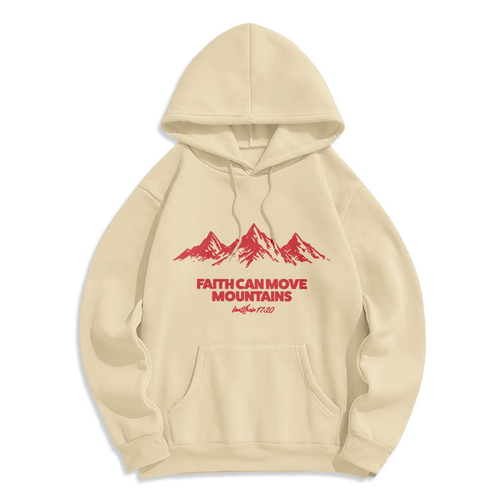 Christianartworkshop Faith Can Move Mountains Biblical Inspirational Fleece Lined Polyester Hoodie - Beige - 2XL - image 4