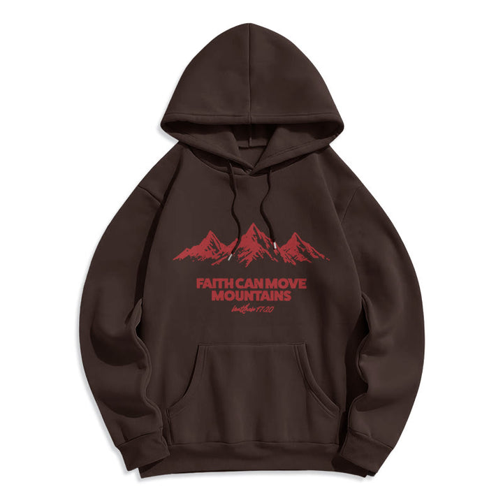 Christianartworkshop Faith Can Move Mountains Biblical Inspirational Fleece Lined Polyester Hoodie - Brown - 2XL - image 7