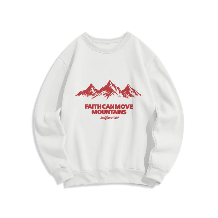 Christianartworkshop Faith Can Move Mountains Biblical Inspirational Fleece Lined Polyester Sweatshirt - White - 2XL - image 0