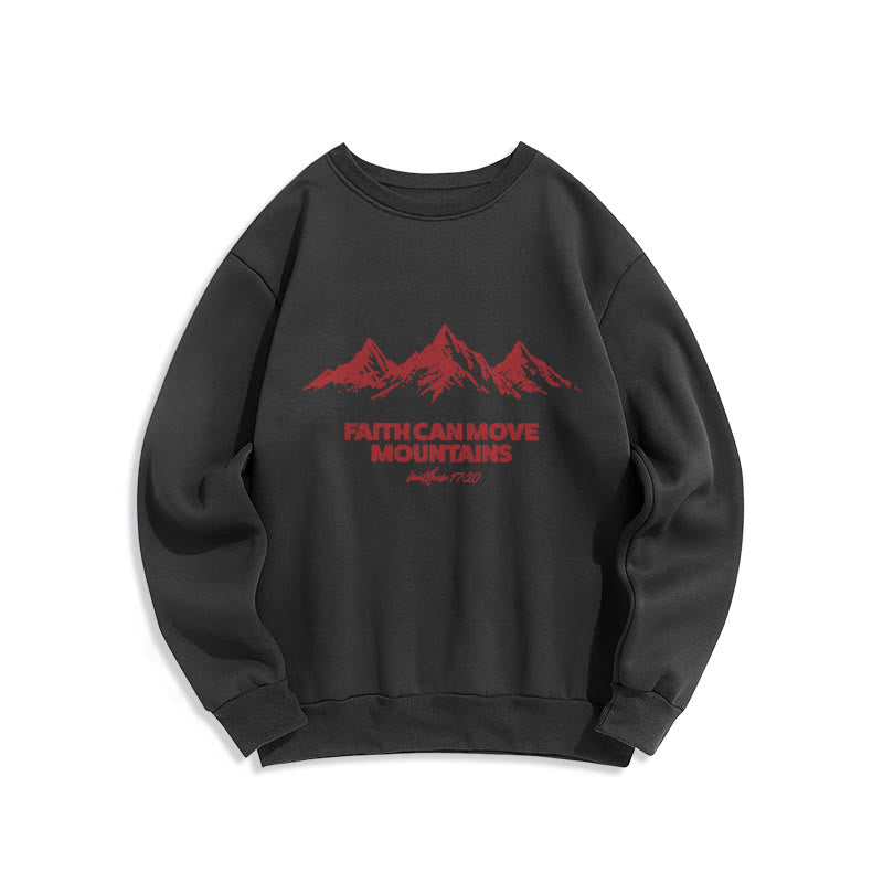 Christianartworkshop Faith Can Move Mountains Biblical Inspirational Fleece Lined Polyester Sweatshirt - Black - 2XL - image 5
