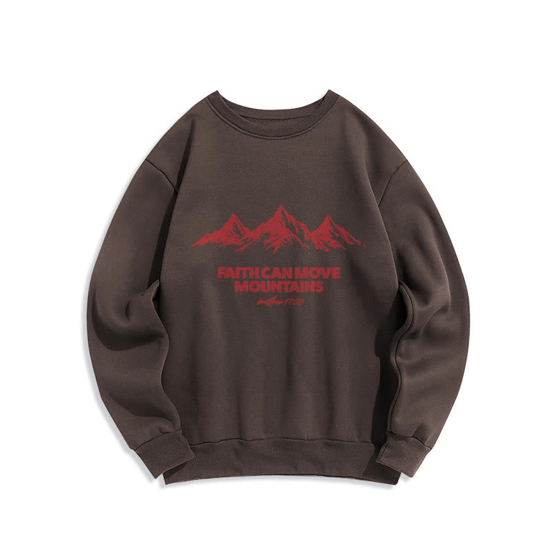 Christianartworkshop Faith Can Move Mountains Biblical Inspirational Fleece Lined Polyester Sweatshirt - Brown - 2XL - image 5
