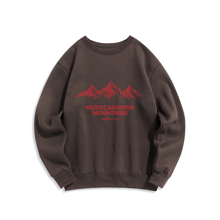 Christianartworkshop Faith Can Move Mountains Biblical Inspirational Fleece Lined Polyester Sweatshirt - Brown - 2XL - image 5