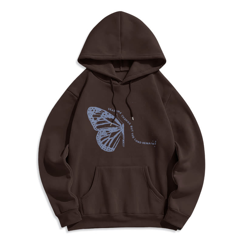 Christianartworkshop Seasons Change Lord Remains Butterfly Motif Fleece Lined Polyester Hoodie - Brown - 2XL - image 4
