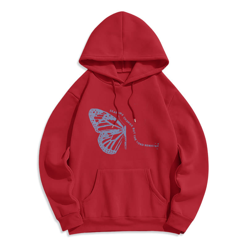 Christianartworkshop Seasons Change Lord Remains Butterfly Motif Fleece Lined Polyester Hoodie - Red - 2XL - image 8