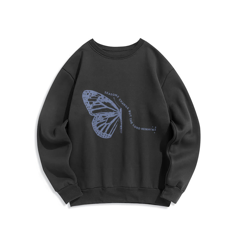 Christianartworkshop Seasons Change Lord Remains Butterfly Motif Fleece Lined Polyester Sweatshirt - Black - 2XL - image 5