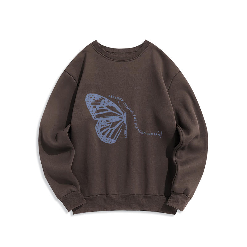 Christianartworkshop Seasons Change Lord Remains Butterfly Motif Fleece Lined Polyester Sweatshirt - Brown - 2XL - image 4