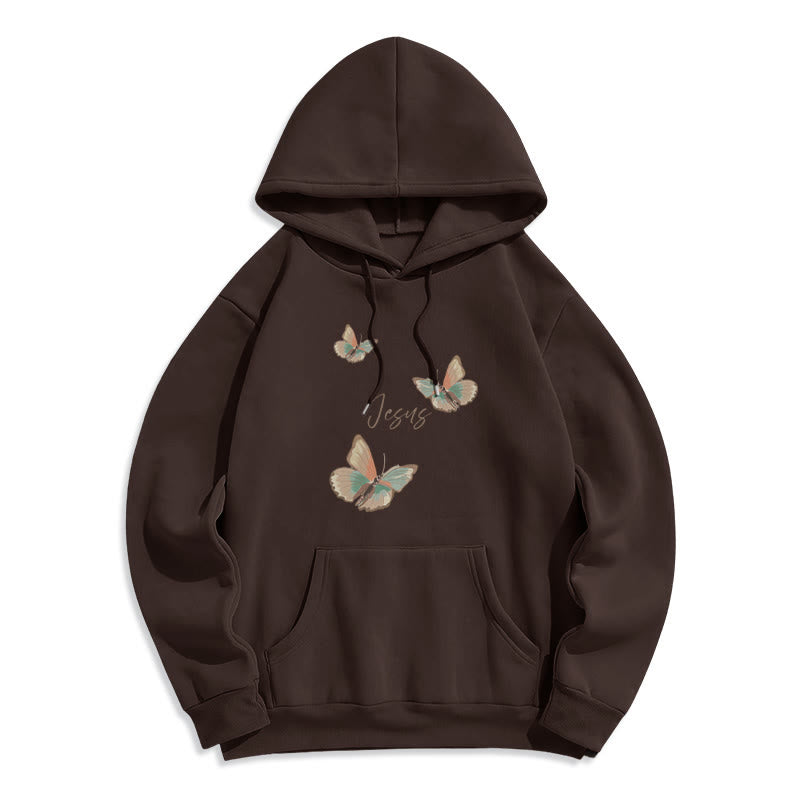 Christianartworkshop Gentle Style Butterfly Whisper of Jesus Fleece Lined Polyester Hoodie - Brown - 2XL - image 7