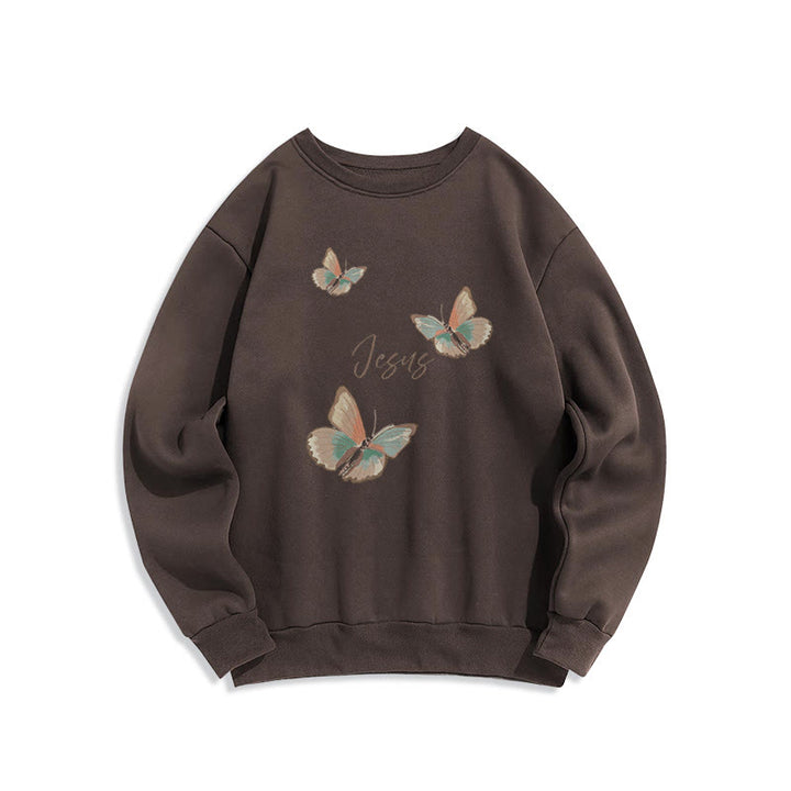 Christianartworkshop Gentle Style Butterfly Whisper of Jesus Fleece Lined Polyester Sweatshirt - Brown - 2XL - image 4
