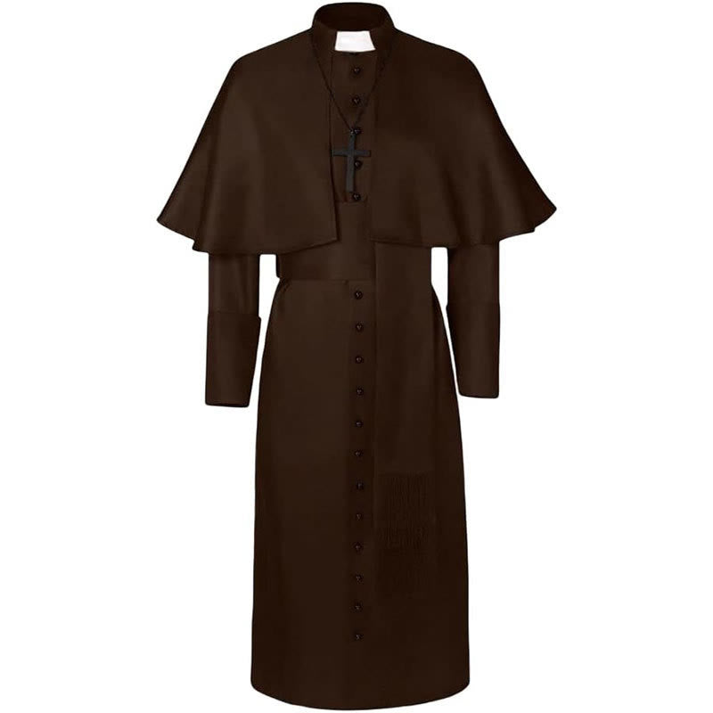 Christianartworkshop Multicolor Ceremonial Roman Soutane Clergy Robe: Medieval Priest Aesthetics - Coffee - 3XL - image 7