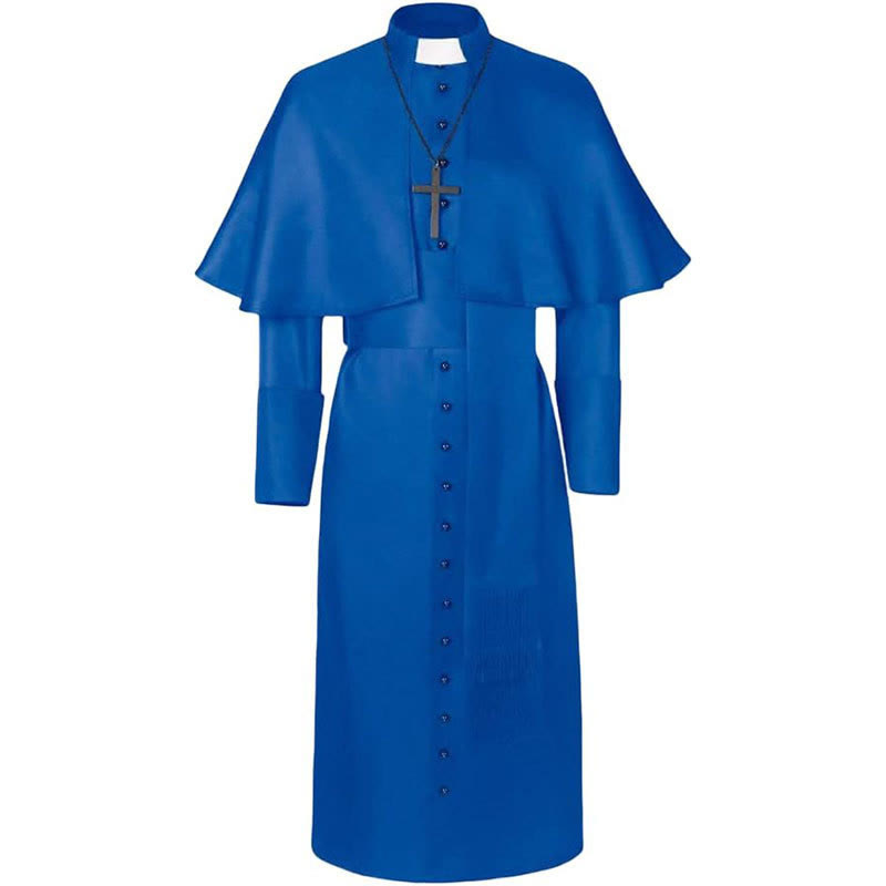 Christianartworkshop Multicolor Ceremonial Roman Soutane Clergy Robe: Medieval Priest Aesthetics - Blue - 2XL - image 7