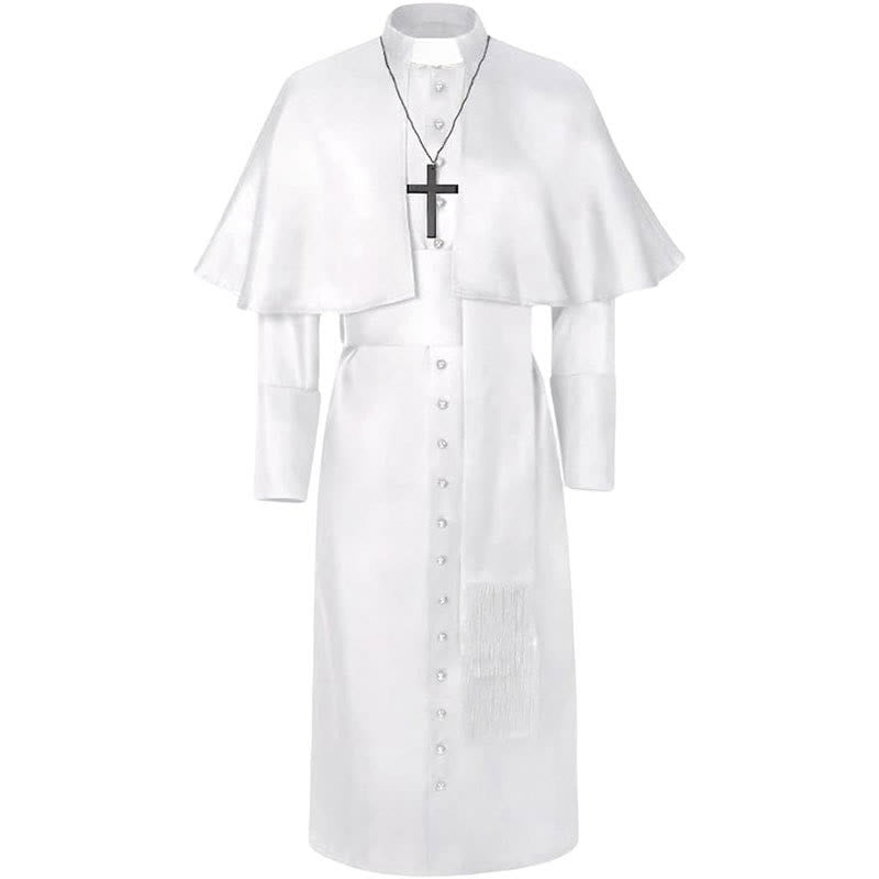 Christianartworkshop Multicolor Ceremonial Roman Soutane Clergy Robe: Medieval Priest Aesthetics - White - 3XL - image 5