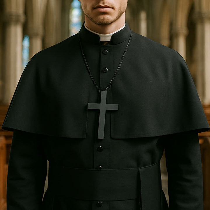 Christianartworkshop Multicolor Ceremonial Roman Soutane Clergy Robe: Medieval Priest Aesthetics - Black - 2XL - image 0