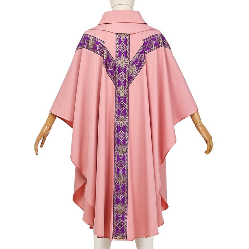 Christianartworkshop Medieval Cloak Clergy Robe with Golden Religious Patterns - image 14