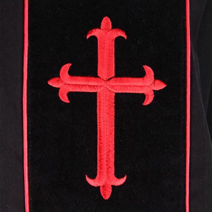 Christianartworkshop Traditional Black Cassock with Red Cross Embroidery & Formal Design - image 5