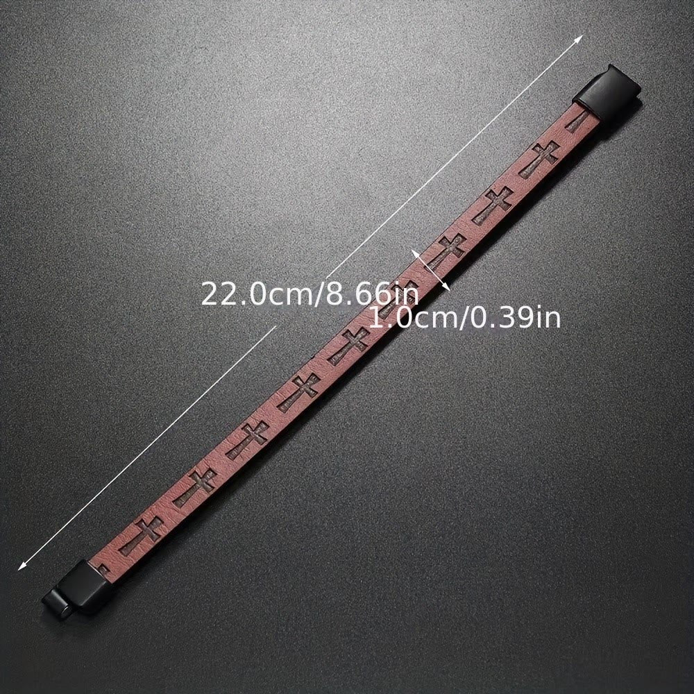 Christianartworkshop Classic Style Multicolor Leather Magnetic Buckle Bracelet with Cross Motifs - image 8