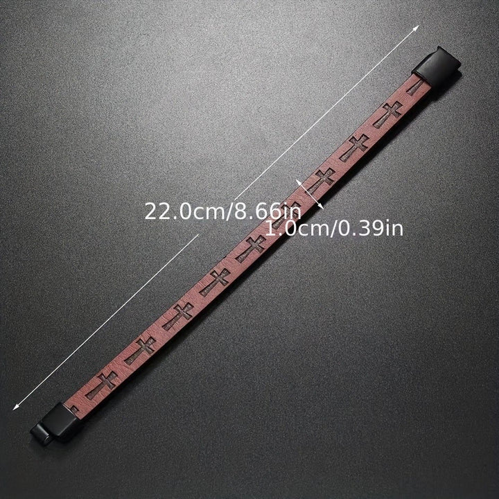 Christianartworkshop Classic Style Multicolor Leather Magnetic Buckle Bracelet with Cross Motifs - image 8