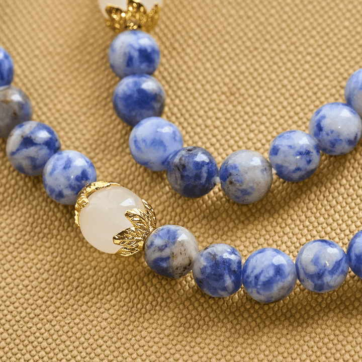 Christianartworkshop Artisanal Elastic 4mm Blue Stone Rosary Bracelet with Crucifix & Jerusalem Cross - image 7