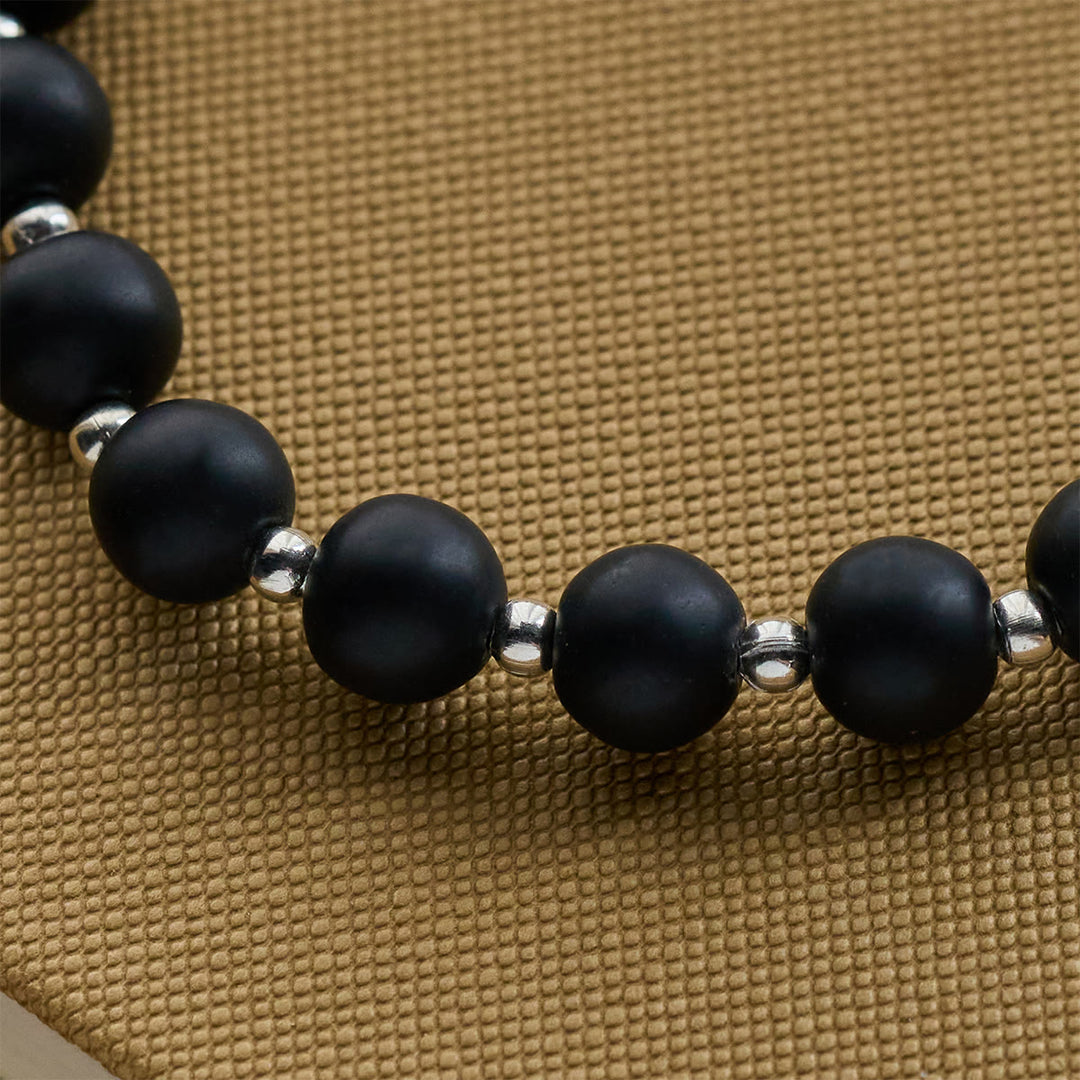 Christianartworkshop Matte Black and White Lava Stone with Cow Cat Blessing Animal Bracelet - image 4